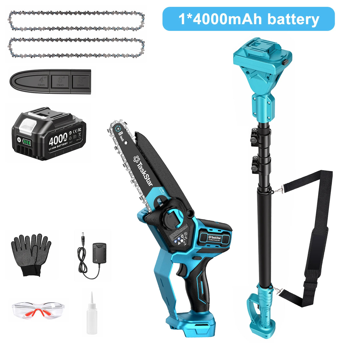 TaskStar Telescopic Pole Saw And Brushless Chainsaw Combo