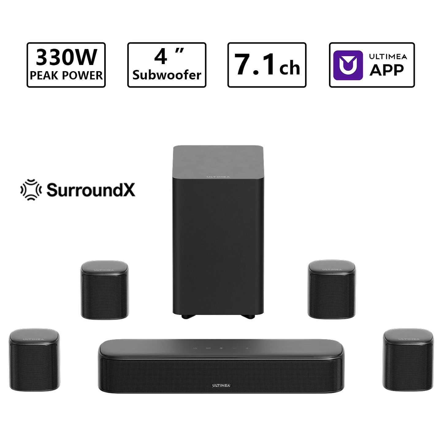ULTIMEA 350W 7.1 Channel Virtual Surround Soundbar With App Control