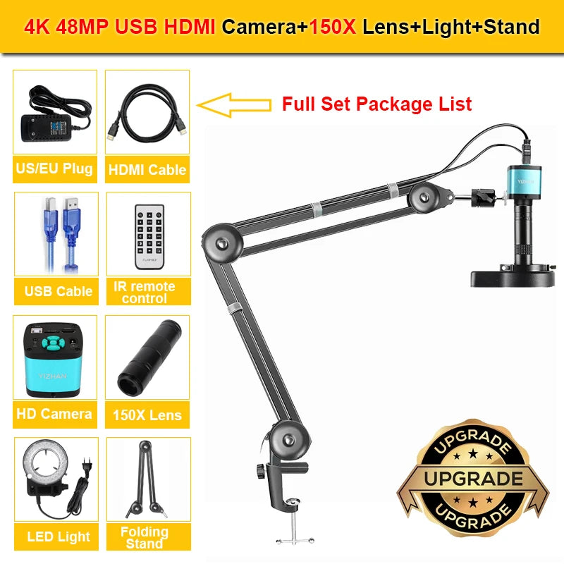 YIZHAN 150X Digital Microscope 4K Camera HDMI USB For Soldering
