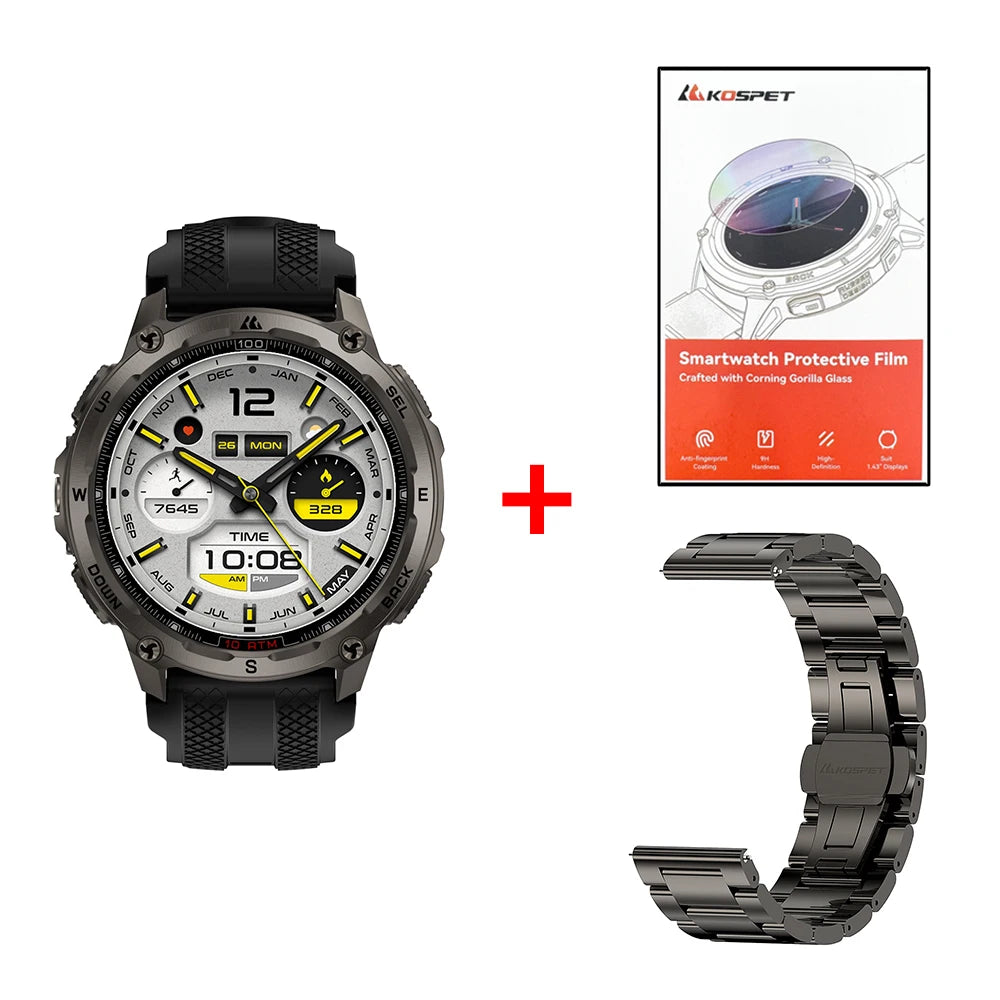 KOSPET Tank T4 Smartwatch GPS Offline Maps 10ATM Waterproof Android iOS