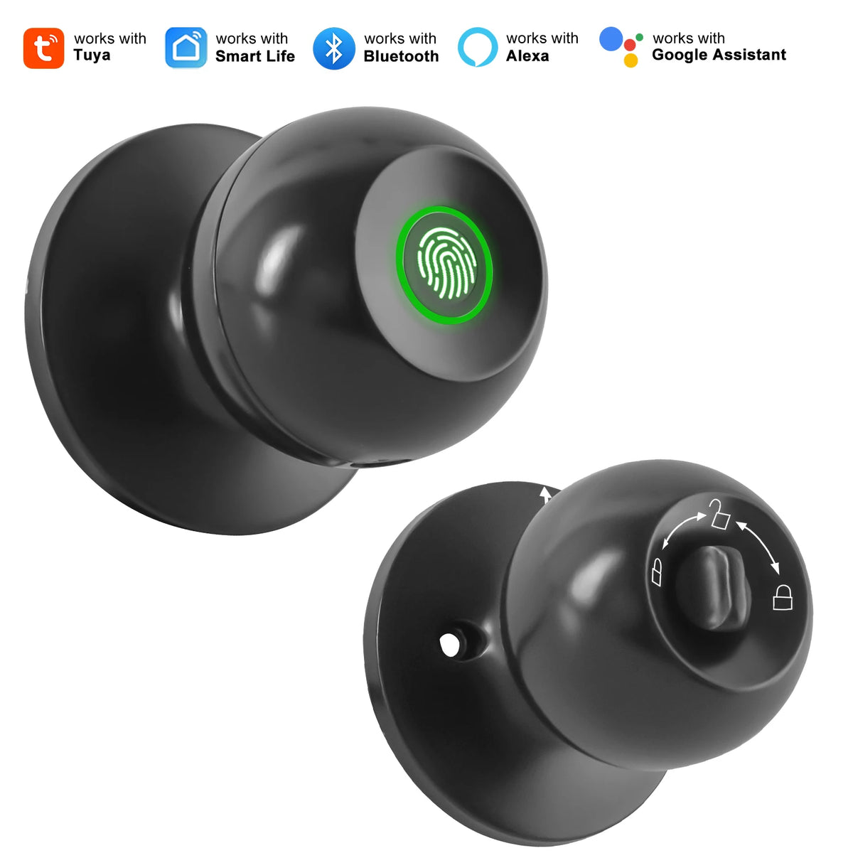YFK Fingerprint Door Lock Knob With Tuya App Control