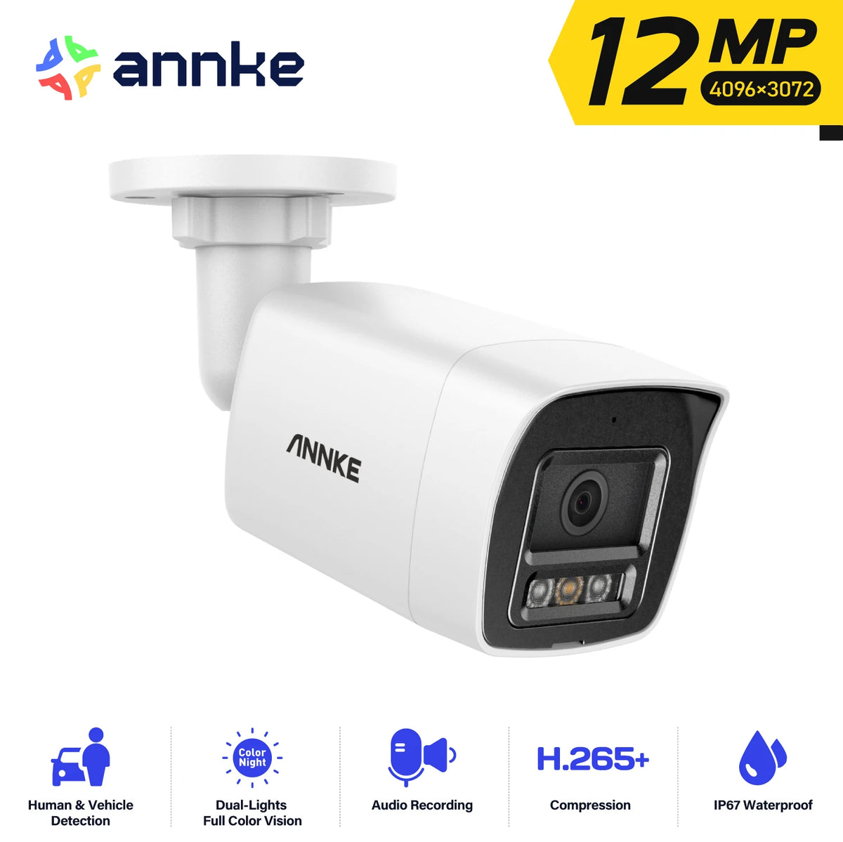ANNKE 12MP Dual Light PoE Outdoor Security Camera Night Vision