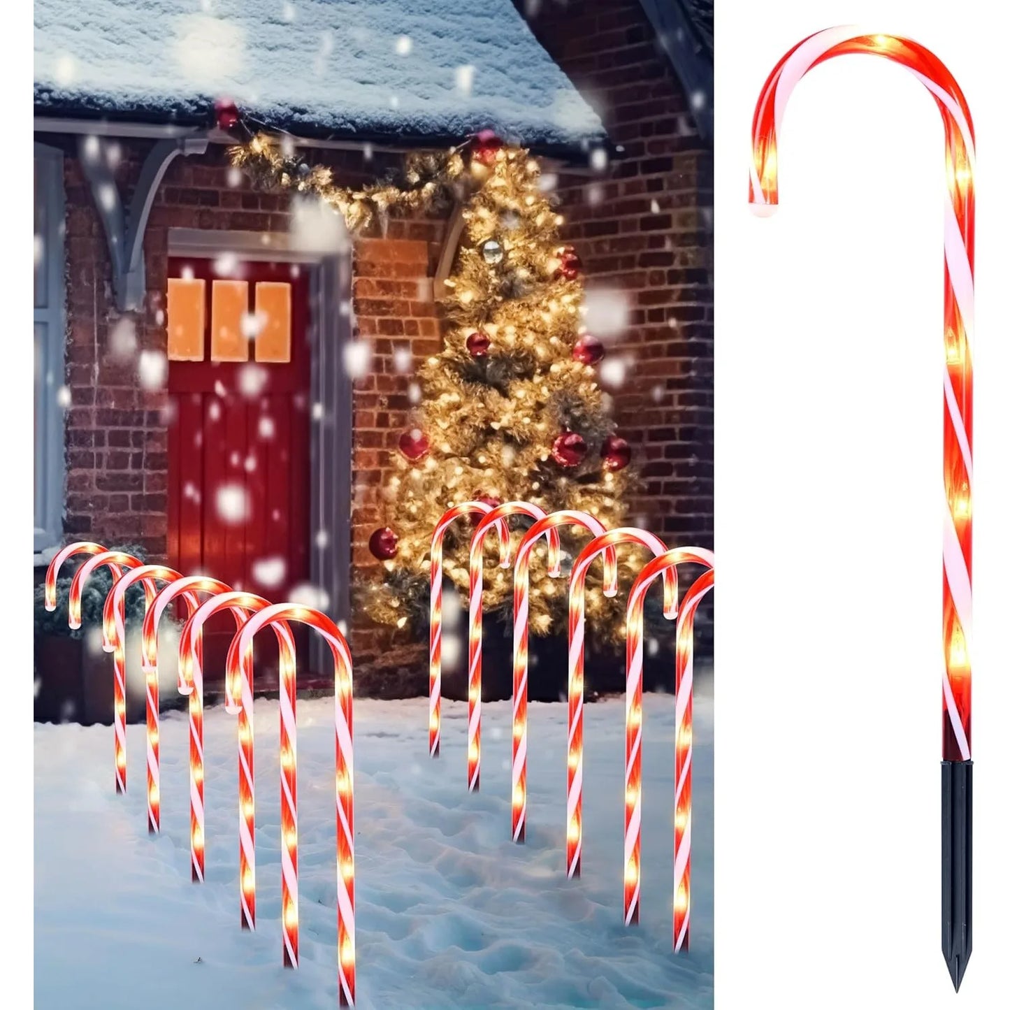 Joyfy Prelit Candy Cane Pathway Marker Lights Set Outdoor