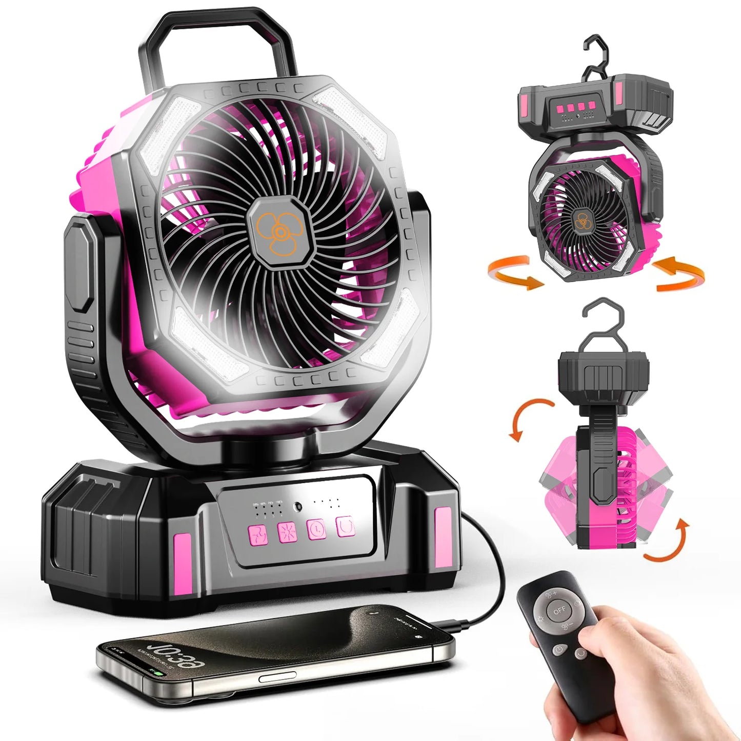 Portable Misting Fan With USB Rechargeable Battery And LED Lantern