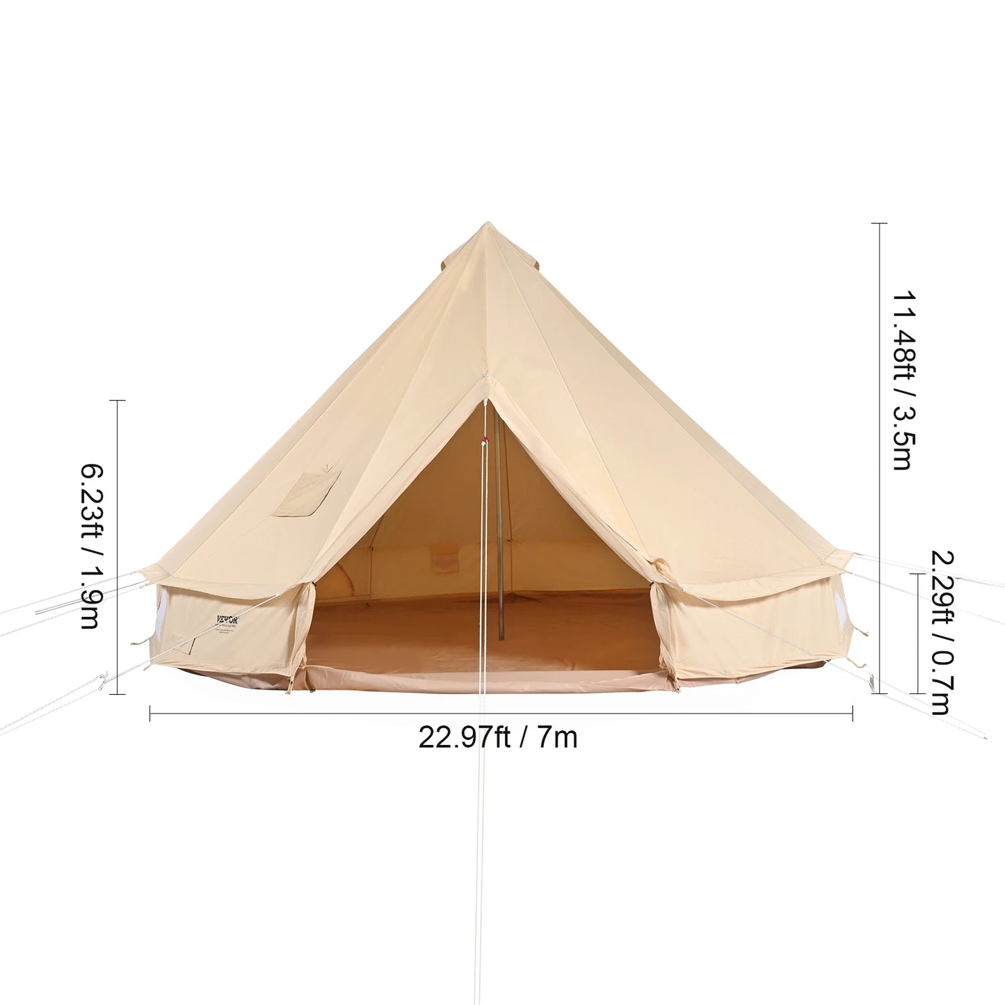 SucceBuy Canvas Bell Tent Four Seasons Yurt For Camping Eight