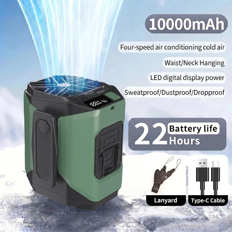 Portable Neck Fan With 10000mAh Battery, Hands-Free Clip, Flashlight