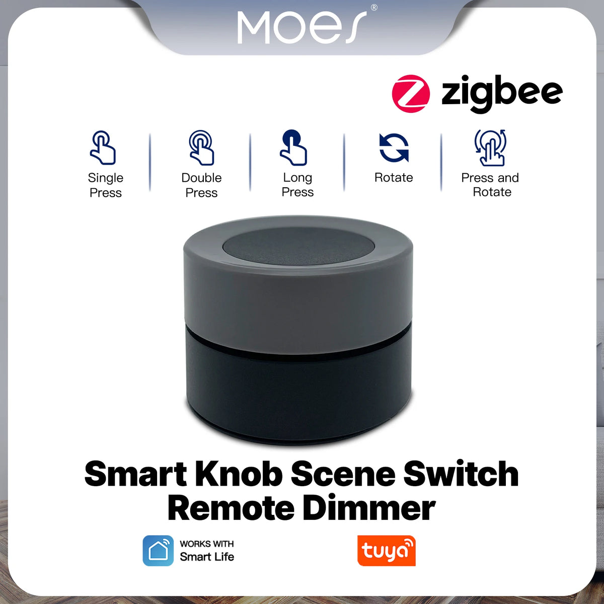MOES Zigbee Smart Rotary Dimmer Switch Wireless Scene Controller