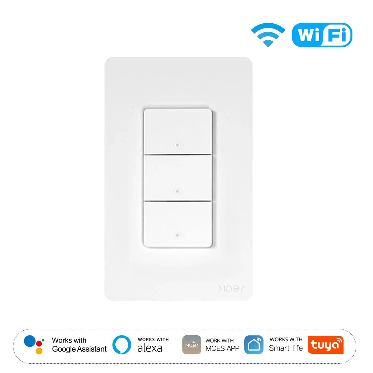 MOES Tuya WiFi Smart Button Wall Switch Alexa Google Compatible