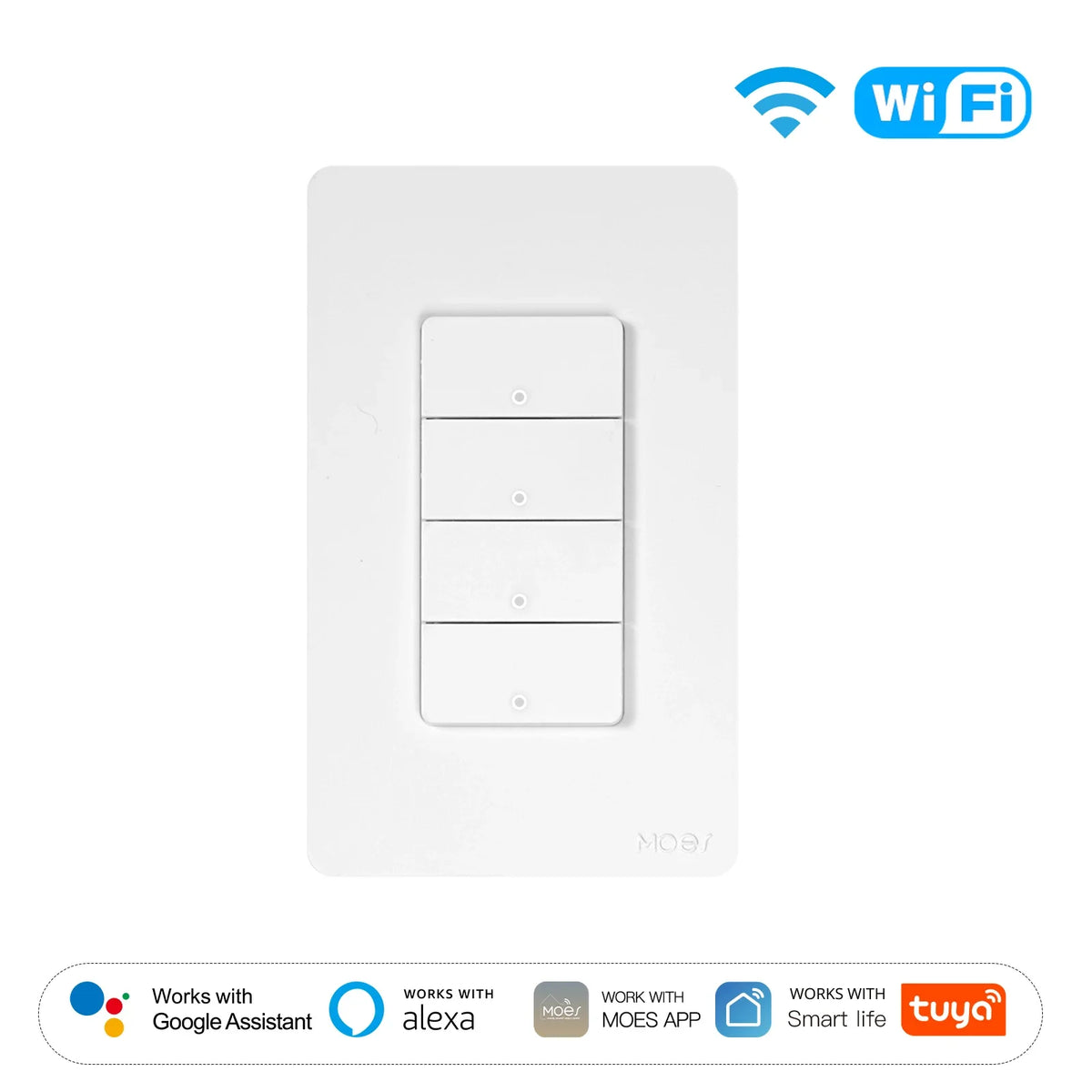 MOES Tuya WiFi Smart Button Wall Switch Alexa Google Compatible