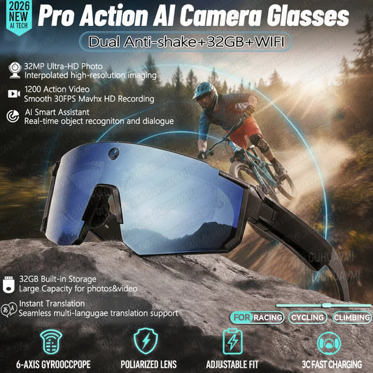 GUHUAVMI AI Smart Shooting Glasses With 800W Camera For Sports