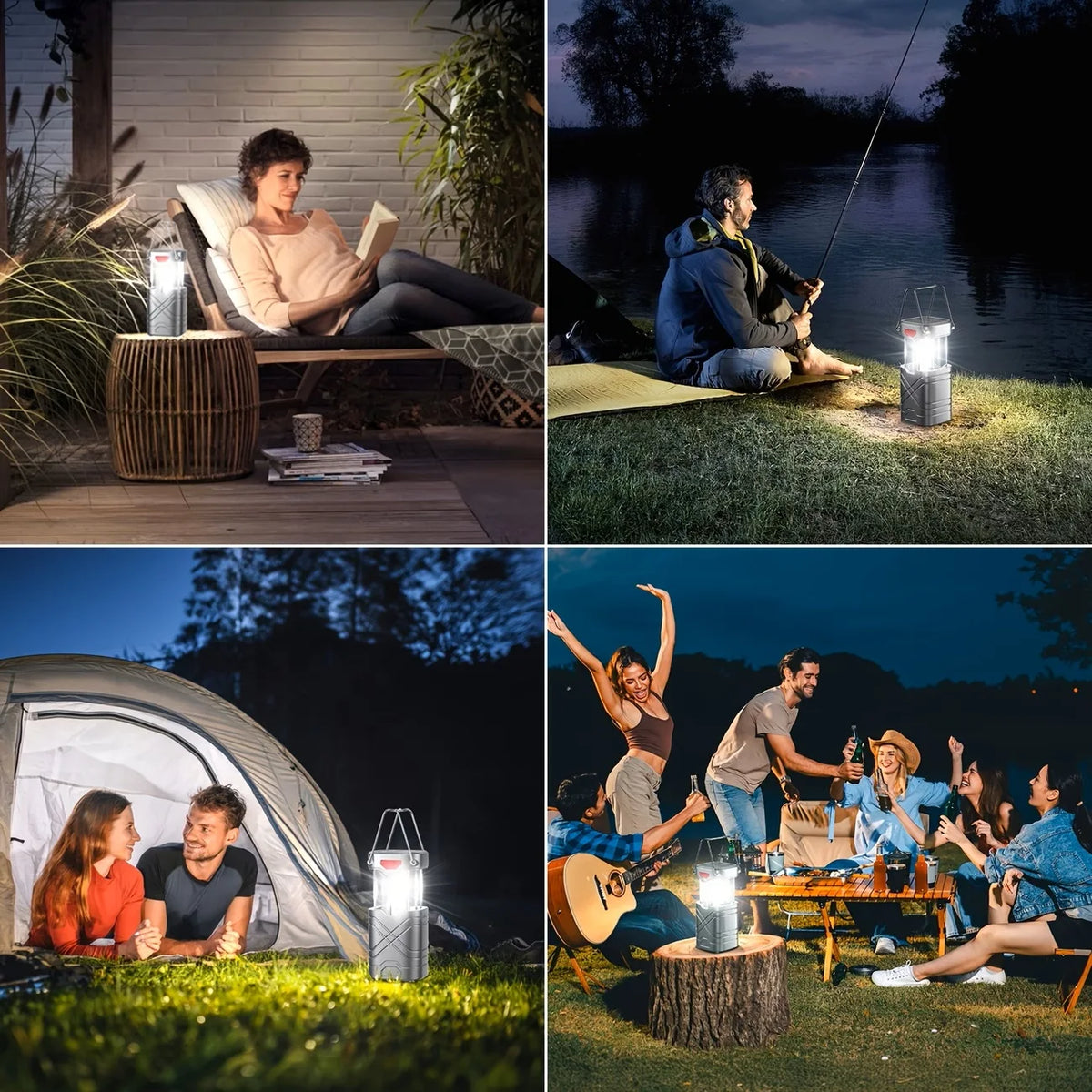 Solar Rechargeable LED Flashlight Portable Camping Lantern