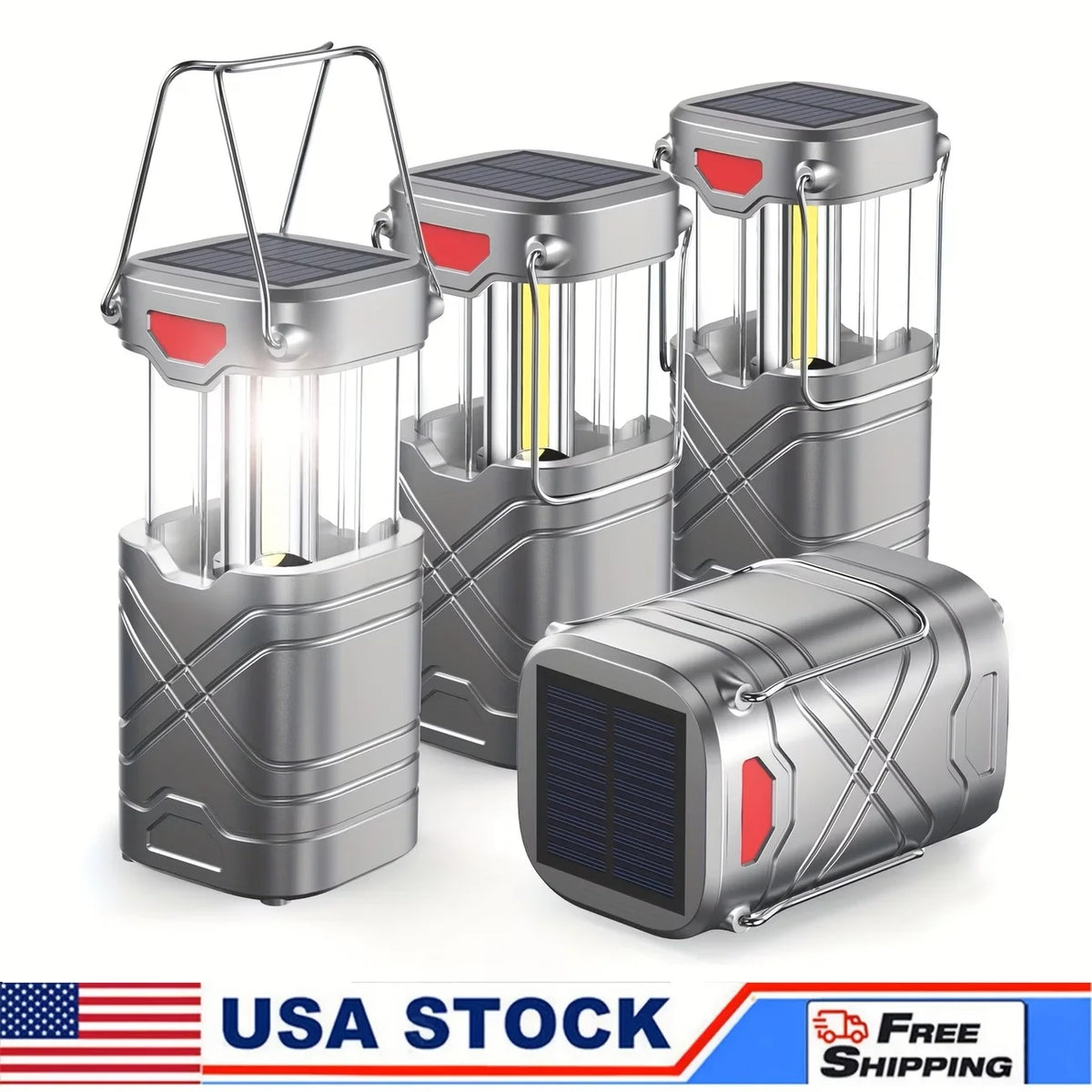 Solar Rechargeable LED Flashlight Portable Camping Lantern