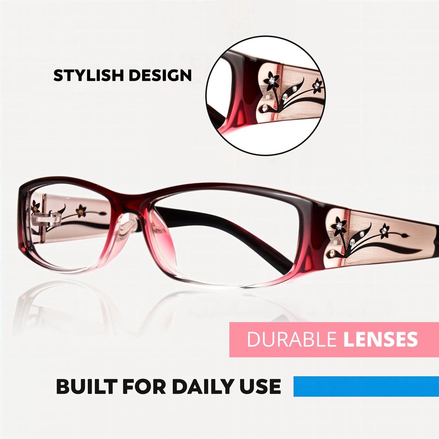 EYEBOGO Kaylee Burgundy Reading Glasses Women Diopter 1.00 To 6.00