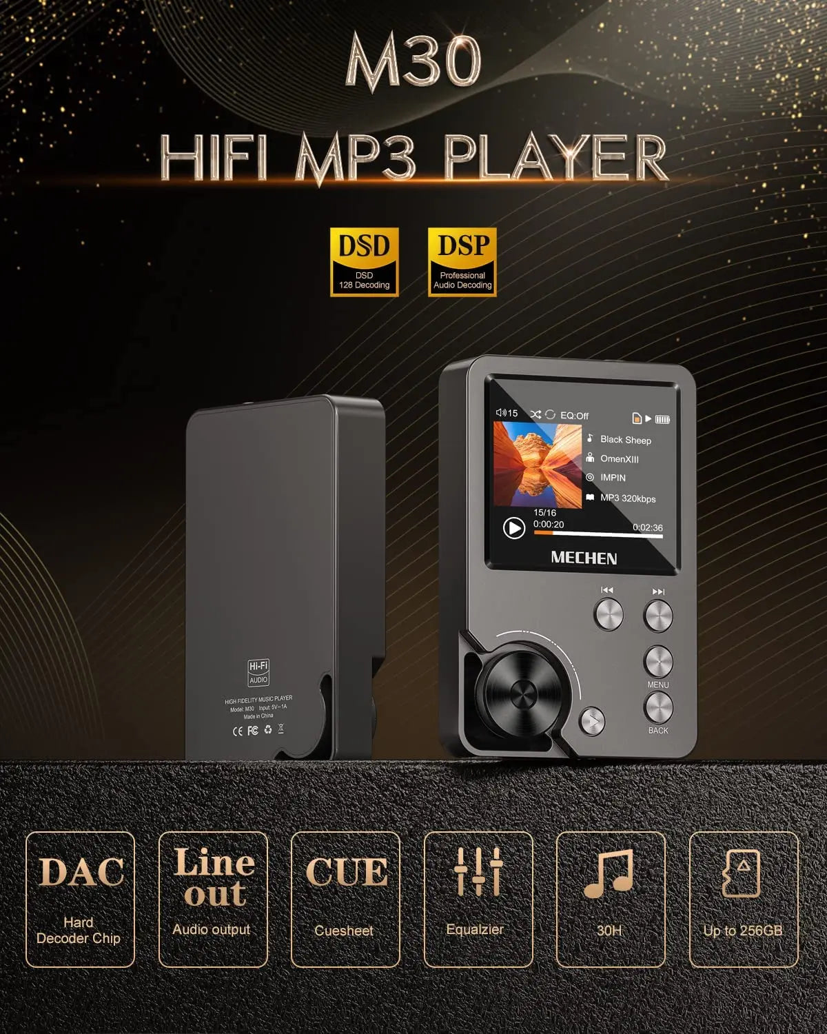 MECHEN Lossless DSD Portable HiFi MP3 Player With Advanced DAC