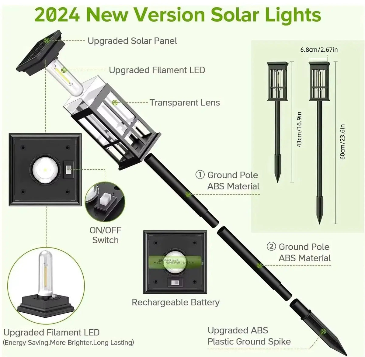 Solar Pathway Light Outdoor Waterproof LED Landscape Lighting for Gardens