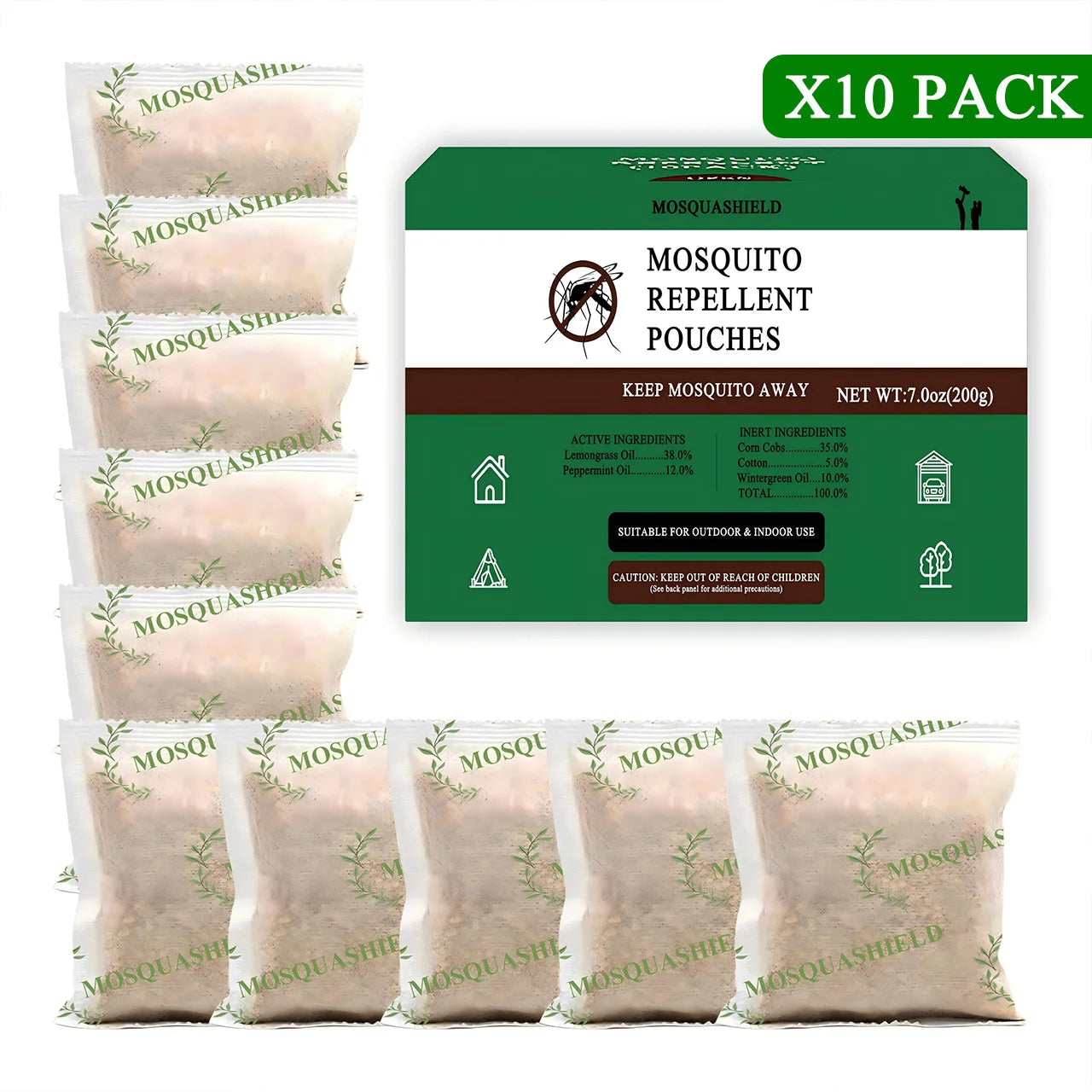 Natural Mosquito Repellent Sachets 10-Pack For Indoor And Outdoor Use