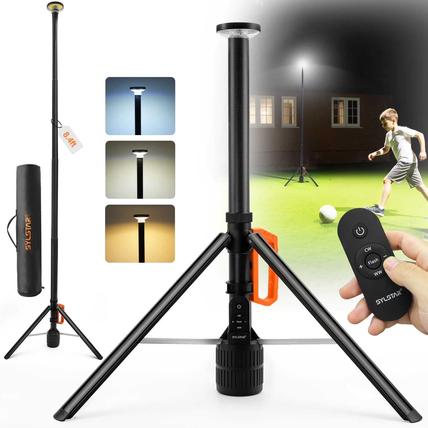 Rechargeable 360° Work Light With Remote Control Telescopic