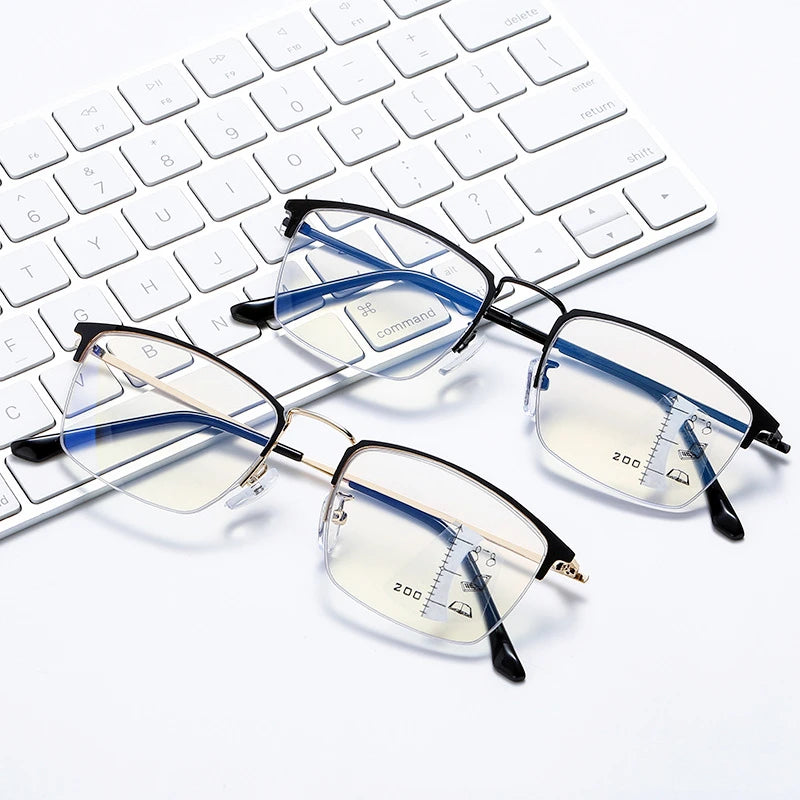 CLLOIO Titanium Photochromic Reading Glasses Progressive Multifocal
