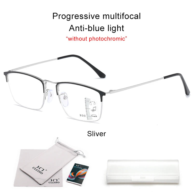 CLLOIO Titanium Photochromic Reading Glasses Progressive Multifocal