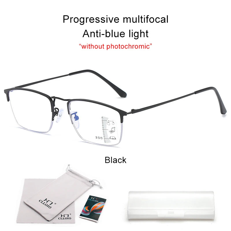 CLLOIO Titanium Photochromic Reading Glasses Progressive Multifocal