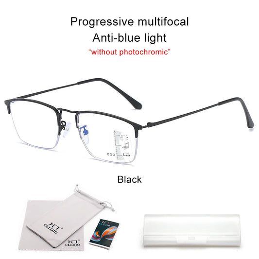 CLLOIO Titanium Photochromic Reading Glasses Progressive Multifocal