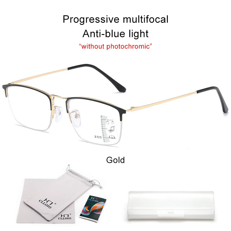 CLLOIO Titanium Photochromic Reading Glasses Progressive Multifocal