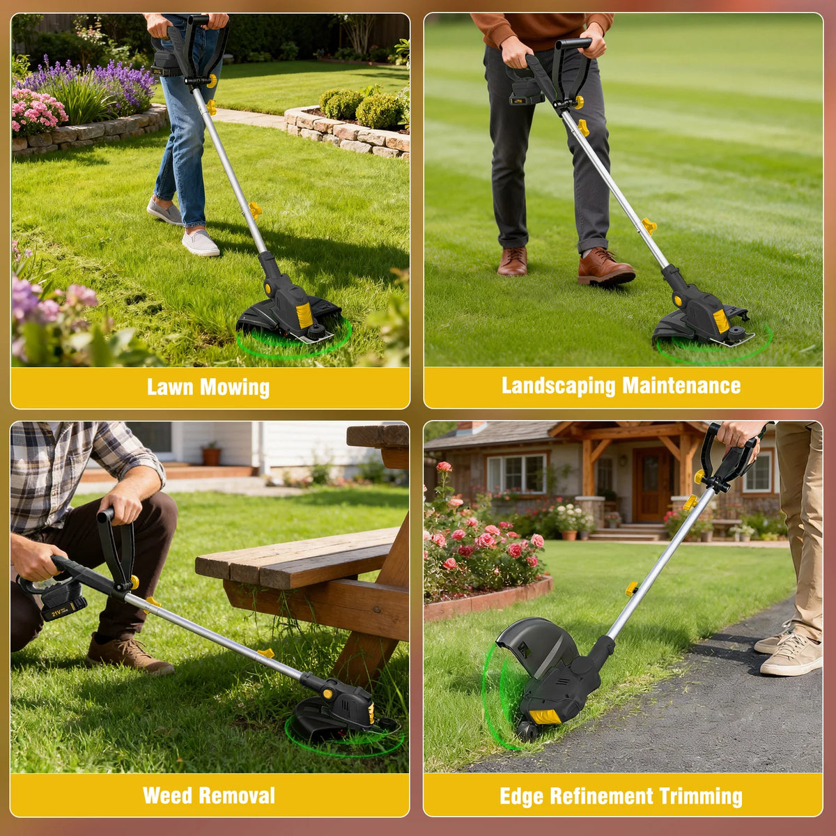 Cordless 3-In-1 String Trimmer With Rotatable Head And Auto Feed