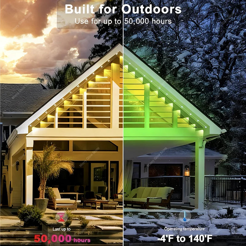 MIMIRGB Outdoor RGBIC Smart LED Eave Lights With Bluetooth Control
