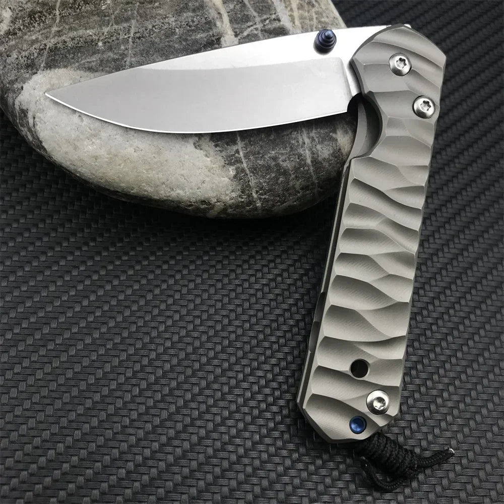 DIY Supplies EDC Safety Folding Knife Damascus Steel Titanium Handle