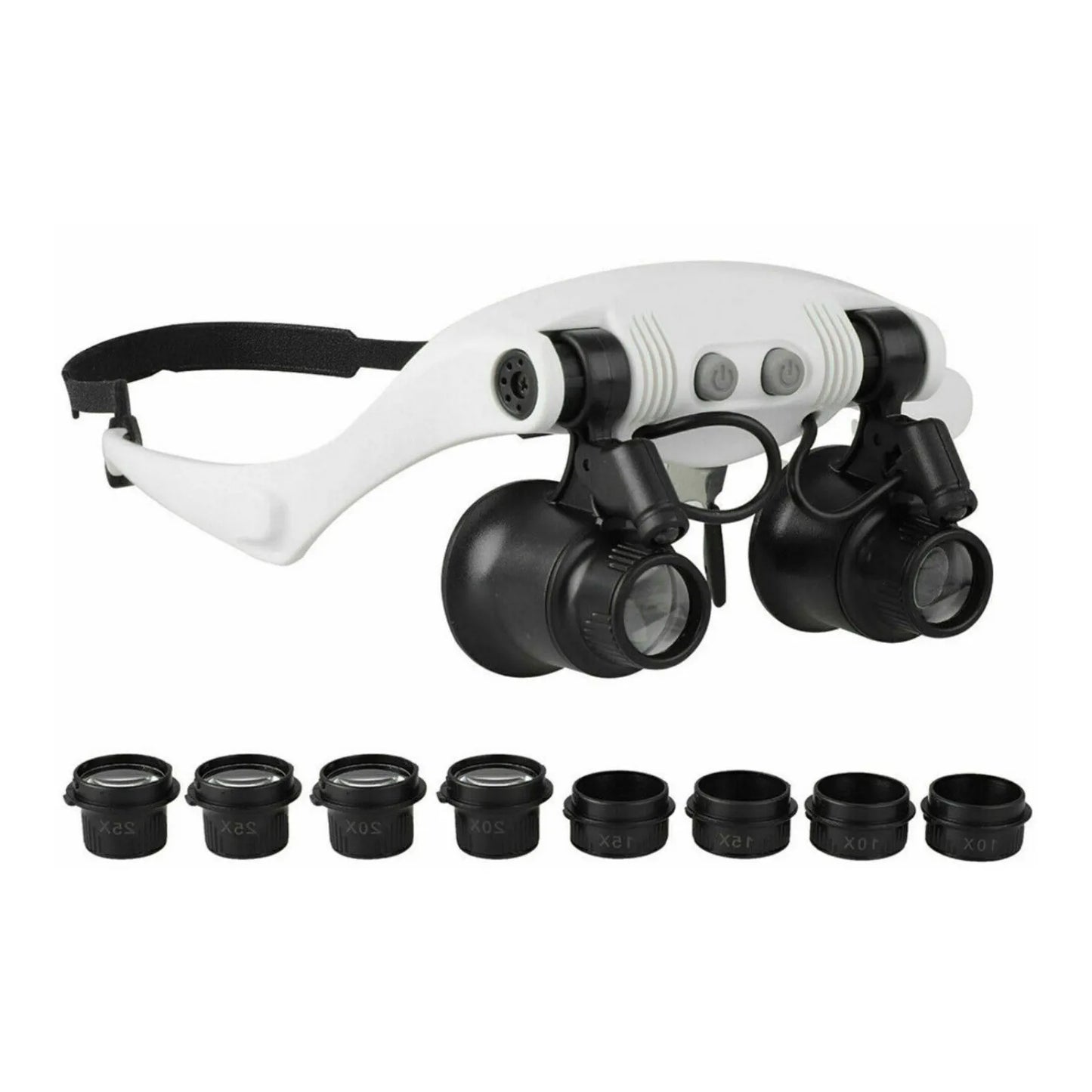 LED Magnifier 10X 15X 20X 25X Dual Eye Loupes Watches