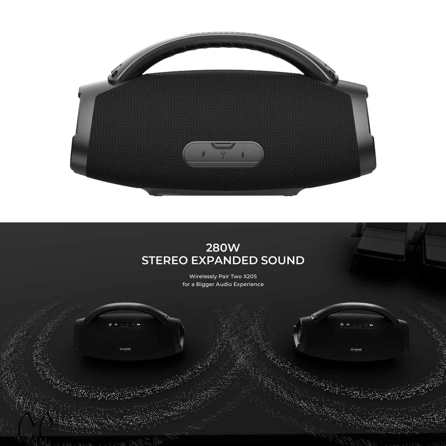 W-King X20S Bluetooth Speaker With Strap, 140W RMS Portable