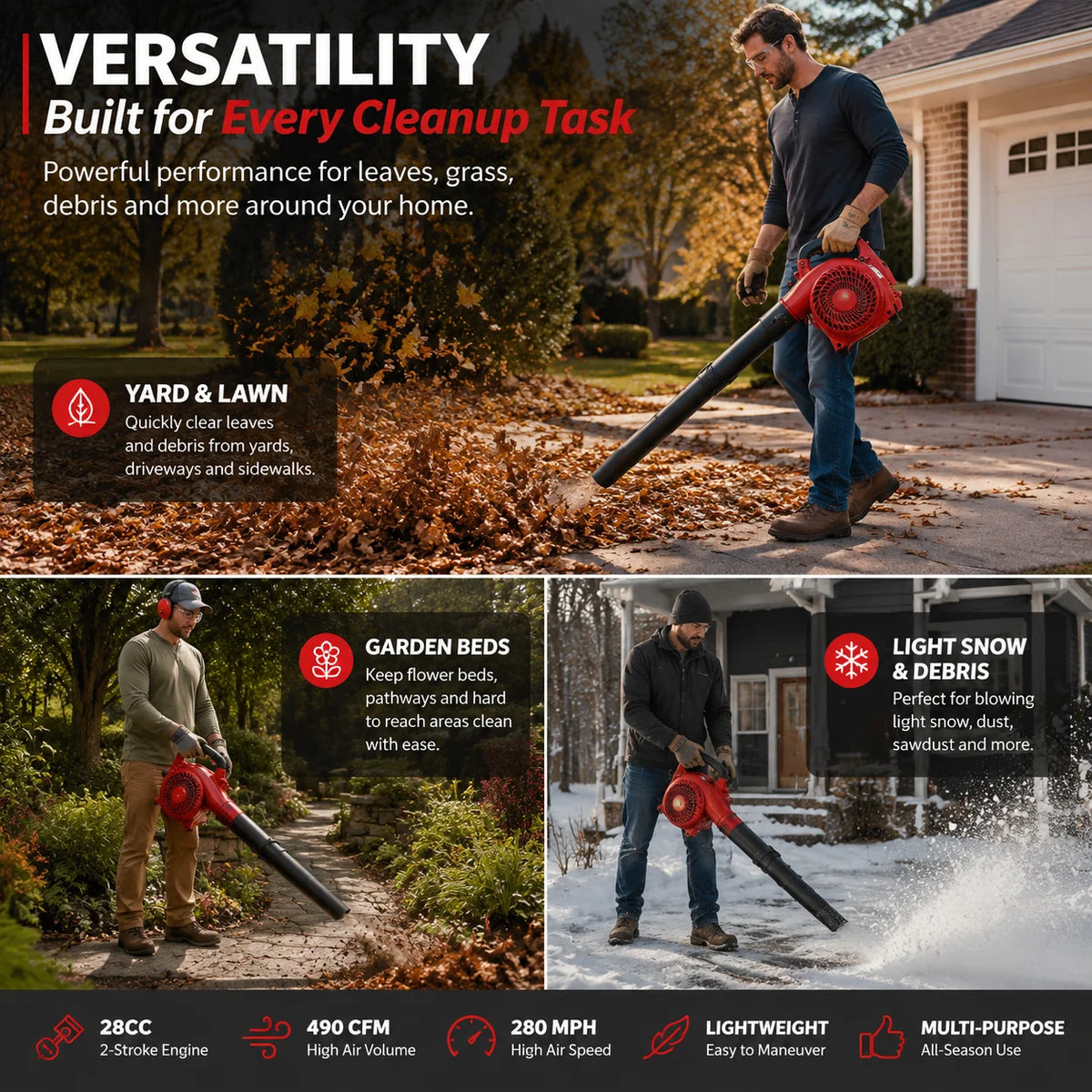 Gas Powered Handheld Leaf Blower for Yard and Garden Cleanup