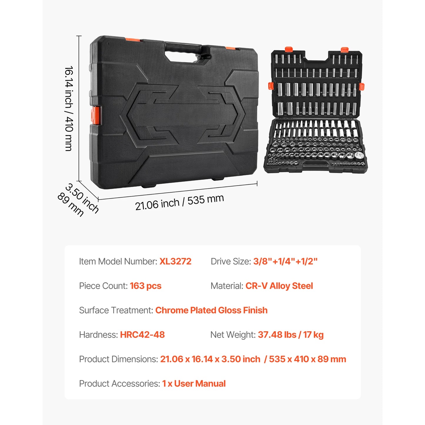 SucceBuy 86Piece Socket Set With Ratchet SAE And Metric