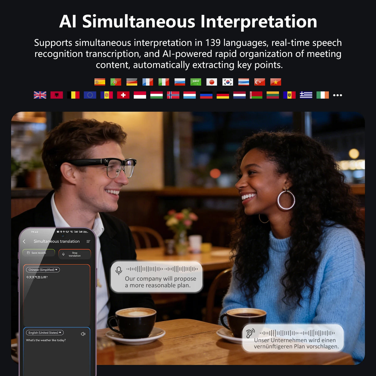 Blackview AI Smart Glasses With Camera And Translation Assistant