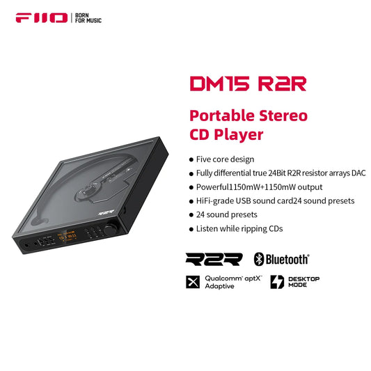 FiiO DM15 Portable Stereo CD Player with True 24Bit DAC