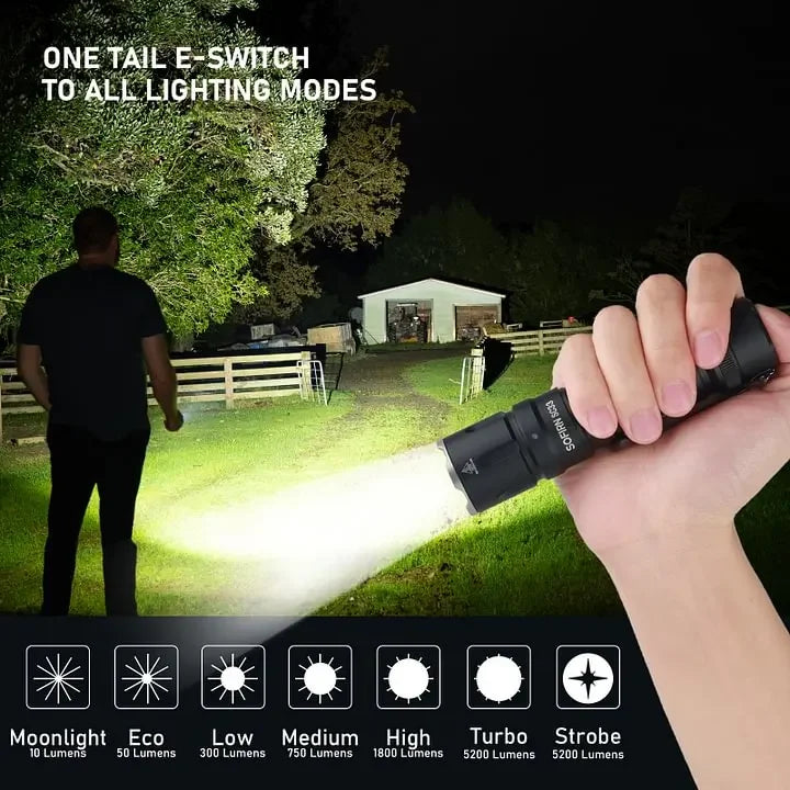 Sofirn SC33 LED Tactical Flashlight XHP70.3 5200lm Rechargeable Type C