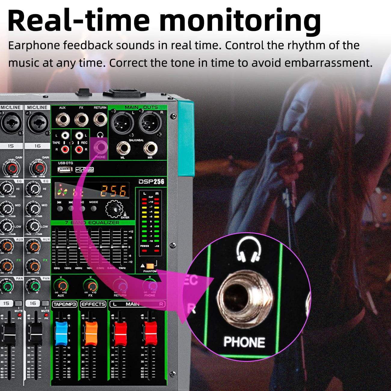 Depusheng 6/8/12/16 Channels Audio Mixer USB 48V Phantom Power
