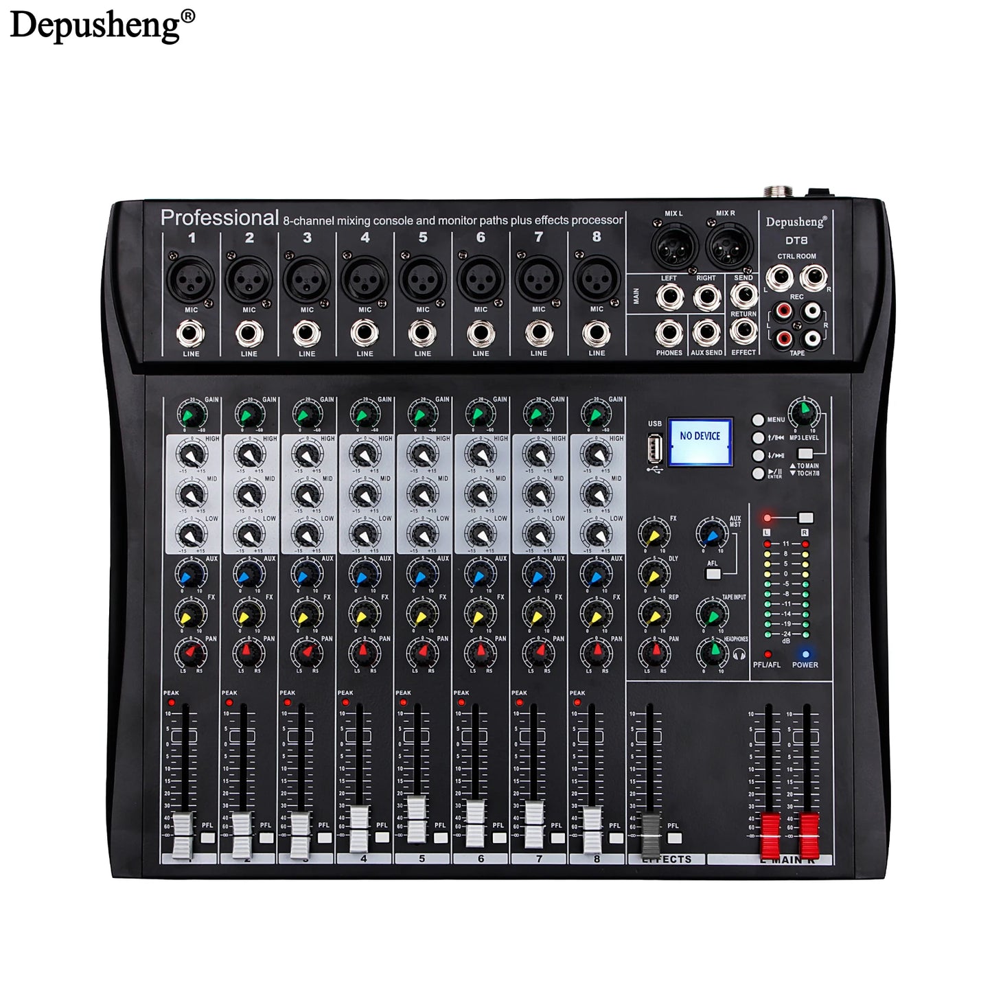 Depusheng DT8 DT12 Professional Audio Mixing Console With Bluetooth Reverb