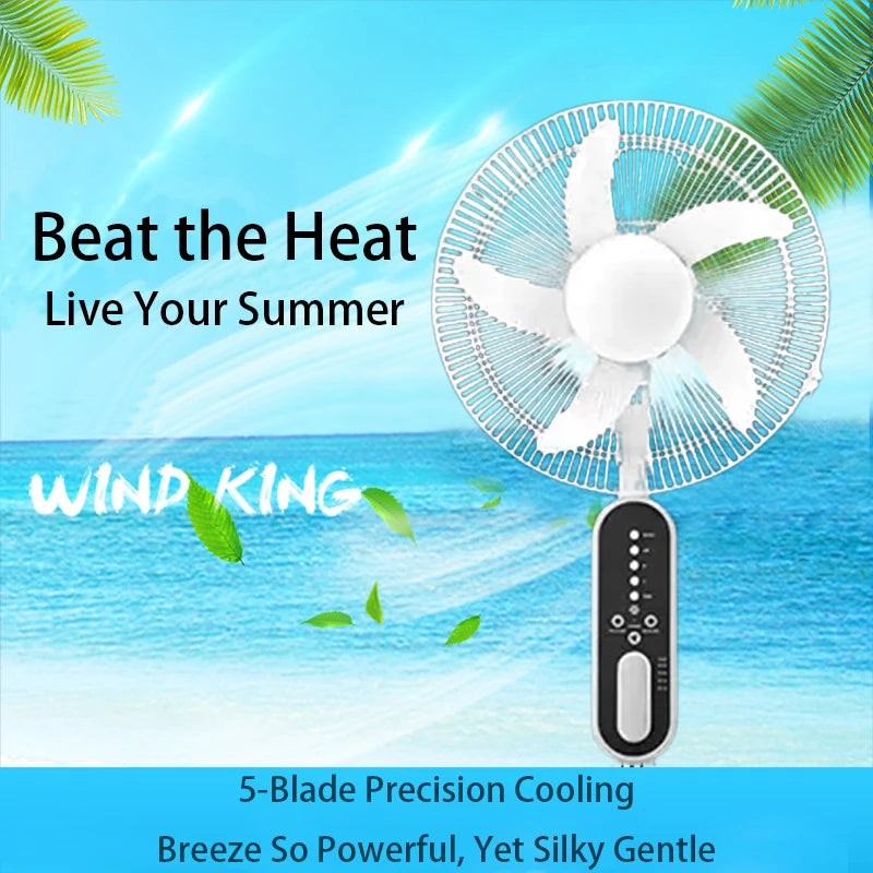 HUANJI Solar Panel Rechargeable Fan With 14400mAh Battery Remote Control