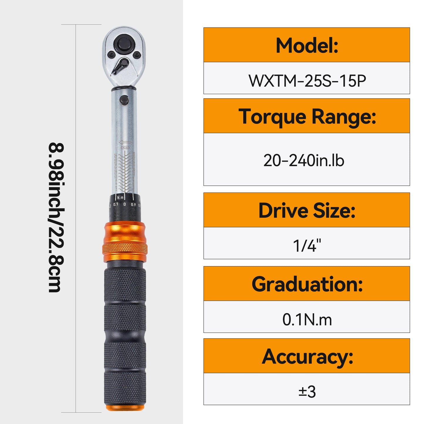 Waxtron Torque Wrench 20-240 In-Lb Professional Non-Slip