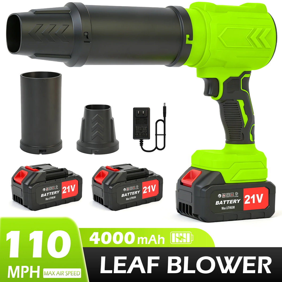 Cordless Brushless Leaf Blower With Dual Batteries And Charger
