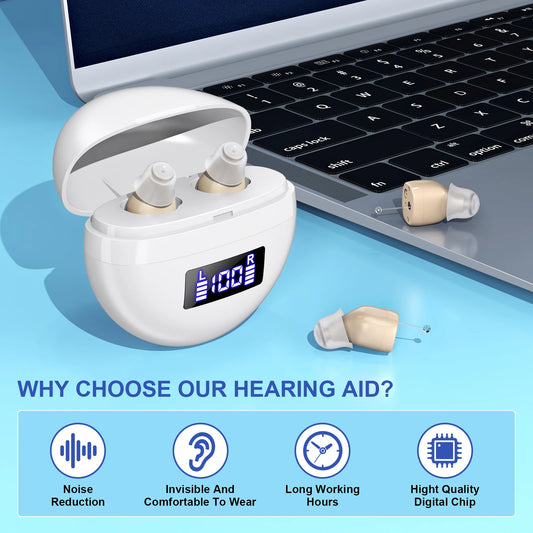 K&FCOPTEE Mini In Ear Hearing Amplifiers With Rechargeable Display