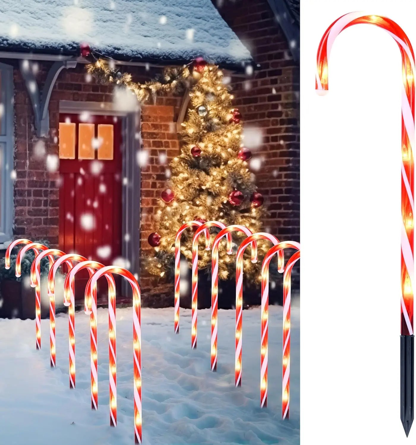 Joyfy Prelit Candy Cane Pathway Marker Lights Set Outdoor