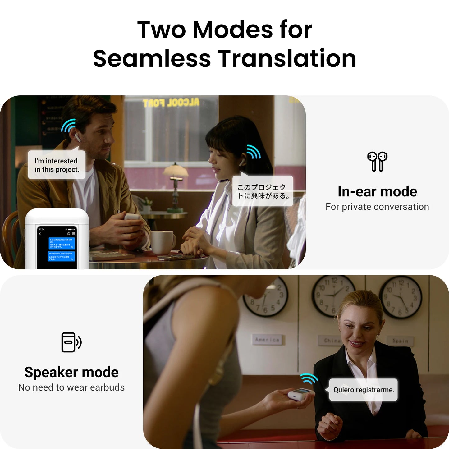 Wooask A8 Translator Earbuds ChatGPT Powered 144 Language Translator