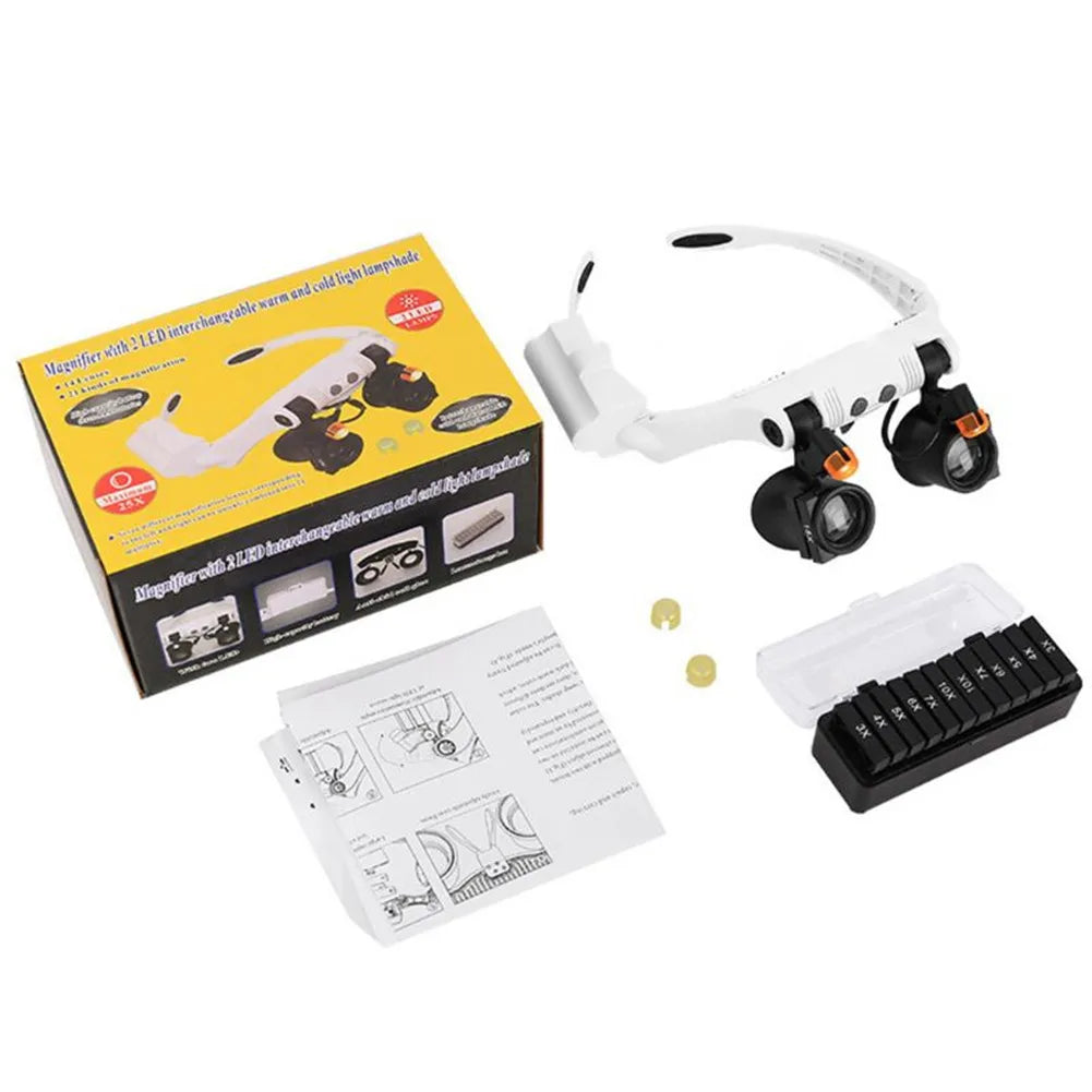 Adjustable LED Headband Magnifier Loupe With 5X To 10X
