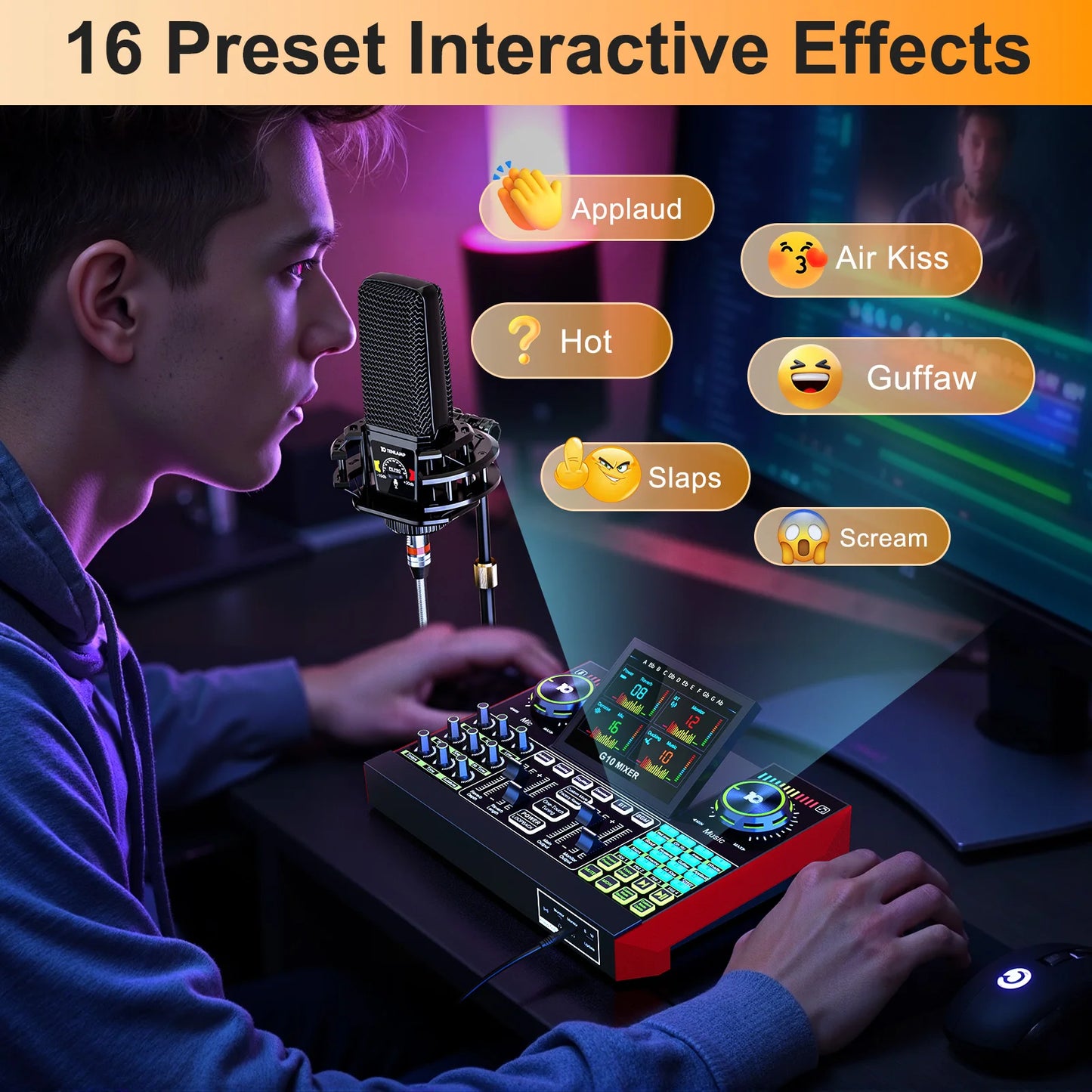 TenLamp G10 PKPRO Podcast Studio Mixer With 6 Channel Interface