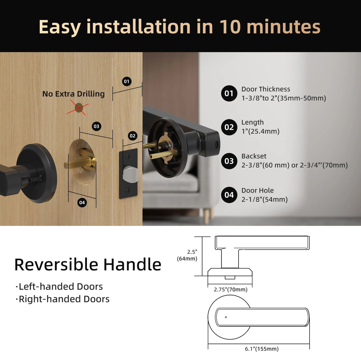 Viladepot Smart Fingerprint Door Lock With Bluetooth App And Keypad