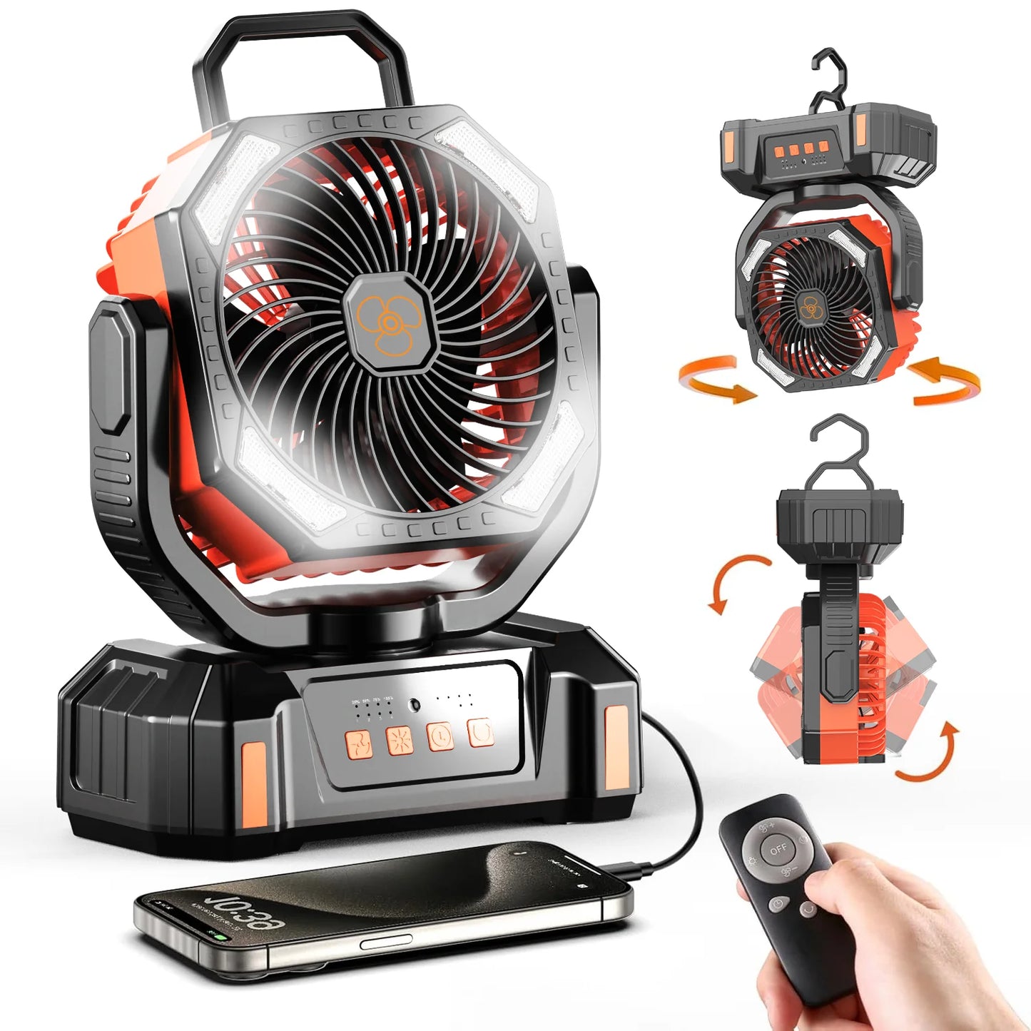 Portable Misting Fan With USB Rechargeable Battery And LED Lantern