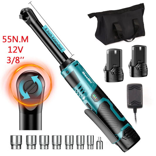 Seesii 12V Cordless Extended Ratchet Wrench 55Nm Torque