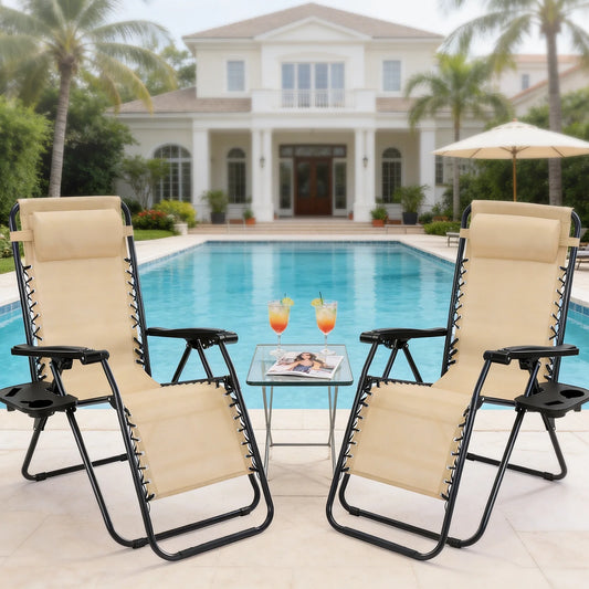 JHK Portable Zero Gravity Recliner Chairs Set Of 2 Outdoor Lounge Chairs